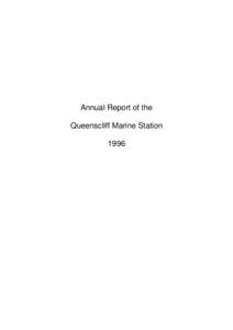 Annual Report of the Queenscliff Marine Station 1996 Member Institutes and Representatives
