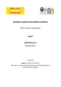 BUSINESS CLIMATE DEVELOPMENT STRATEGY Phase 1 Policy Assessment EGYPT DIMENSION III-1 Infrastructure