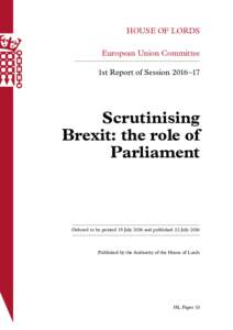 Scrutinising Brexit: the role of Parliament