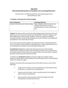 Appendix Contextual Information on Carolina Core Learning Outcomes Posted October 13, 2009; Revised Feb 8, 2011; Revised August 2011; Revised February 2014 I. Aesthetic and Interpretive Understanding Core Component