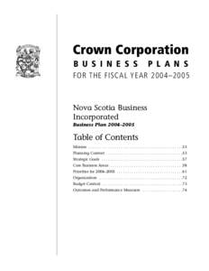 Nova Scotia Farm Loan Board  Crown Corporation B U S I N E S S  P L A N S