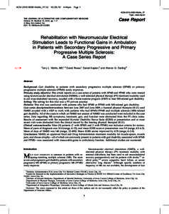 Exercise / Multiple sclerosis / Neurological disorders / Foot drop / Expanded Disability Status Scale / Functional electrical stimulation / Electrical muscle stimulation / Cerebral palsy / Spasticity / Medicine / Health / Electrotherapy