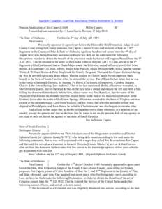 Southern Campaign American Revolution Pension Statements & Rosters Pension Application of Jim Capers R1669 Milley Capers Transcribed and annotated by C. Leon Harris. Revised 17 July[removed]SC