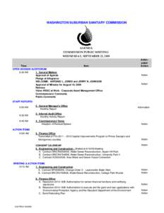 WASHINGTON SUBURBAN SANITARY COMMISSION  AGENDA COMMISSION PUBLIC MEETING  WEDNESDAY, SEPTEMBER 23, 2009