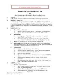 Material Specifications: Controlled Low Strength Backfill Material