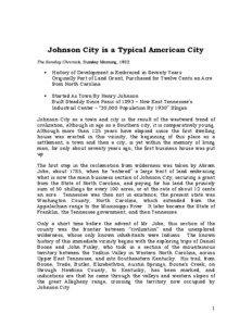 Johnson City is a Typical American City The Sunday Chronicle, Sunday Morning, 1922