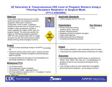 O2 Saturation & TranscutaneousCO2 Level of Pregnant Workers Using a Filtering FacepieceRespirator or Surgical Mask(FY13 939ZNRX)