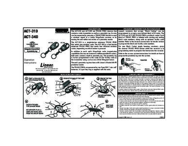 PRINTER’S INSTRUCTIONS: INSTR,INSTL,ACT-31D/34D; LINEAR P/N: [removed]B; INK: BLACK; MATERIAL: 20# MEAD BOND; SIZE: 8.500” x 5.500”; SCALE: 1-1 ACT-31D ACT-34D ACT-31D