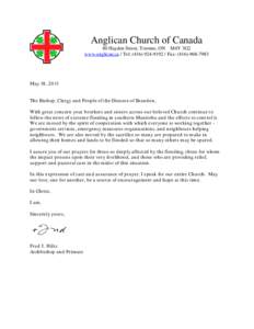 Microsoft Word - Diocese of Brandon - Pastoral Letter from the Primate re Flooding - May 2011