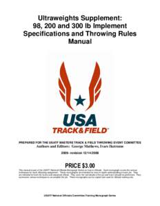   Ultraweights Supplement: 98, 200 and 300 lb Implement Specifications and Throwing Rules Manual