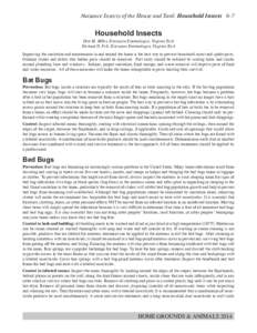 Nuisance Insects of the House and Yard: Household Insects 6-7  Household Insects Dini M. Miller, Extension Entomologist, Virginia Tech Richard D. Fell, Extension Entomologist, Virginia Tech