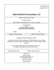 STB IAIS 4000-J Supplement No. 5 IOWA INTERSTATE RAILROAD, LTD. FREIGHT TARIFF IAIS T 4000-J Supplement No. 5