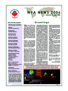 WPA NEWS 2006 Second Quarter 2006 Greetings  From the Secretariat