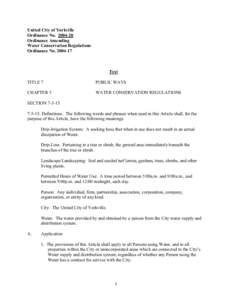 United City of Yorkville Ordinance No[removed]Ordinance Amending Water Conservation Regulations Ordinance No[removed]