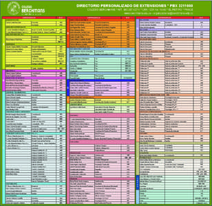 DIRECTORIO PERSONALIZADO DE EXTENSIONES * PBX[removed]COLEGIO BERCHMANS * NIT[removed] * CRA 120A No[removed] * EL RETIRO * PANCE www.berchmans.edu.co - [removed]  DEPENDENCIA