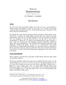 Notes on  Deuteronomy[removed]E d i t i o n