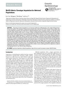 Genetic Epidemiology RESEARCH ARTICLE MaCH-Admix: Genotype Imputation for Admixed Populations