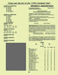 Come join the fun at the 127th Sandwich Fair! CATEGORY 42 - ALL OTHER 4 CLASS Entry # 237 Senior Buck 238 Senior Doe 239 Junior Buck 240 Junior Doe