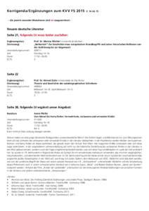 Korrigenda/Ergänzungen zum KVV FS[removed]V_14.02.15 – die jeweils neuesten Mutationen sind rot ausgezeichnet –