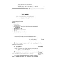 LAWS OF ANTIGUA AND BARBUDA  White Phosphofus Matches Prohibition (CAP. 471