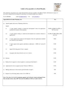 Guide to Fees payable to An Bord Pleanála This guide does not purport to be a legal interpretation of the fees payable to the Board. Further information in respect of fees can be obtained from the Board by contacting it