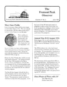 The Fremont Peak Observer Promoting Public Education in Astronomy  Mars Goes Public