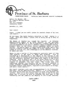 Province of St. Barbara FRANCISCAN FRIARS 150034thAv~nue Oatdana California94601[removed]Fax{[removed]Robert Van Handel, OFM