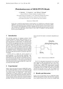 Brazilian Journal of Physics, vol. 34, no. 2B, June, Photoluminescence of MEH-PPV/PS Blends A. Marletta∗ , V. Gonc¸alves† , and D´ebora T. Balogh†