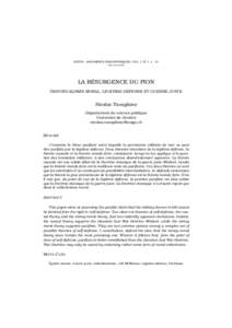 IGITUR - ARGUMENTS PHILOSOPHIQUES, VOL. 1, N° 1, ISSNLA RÉSURGENCE DU PION INDIVIDUALISME MORAL, LÉGITIME DÉFENSE ET GUERRE JUSTE