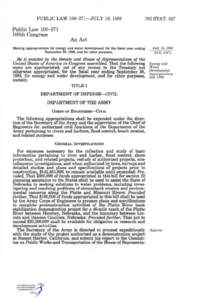 Central Utah Project / Revolving fund / Government / Flood Control Act / Water Resources Development Act / United States / United States Bureau of Reclamation / United States Army Corps of Engineers