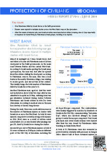 oPt  PROTECTION OF CIVILIANS WEEKLY REPORT 27 MAY - 2 JUNE 2014 Key issues
