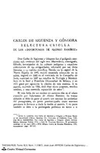Carlos de Sigüenza y Góngora: relectura criolla de los «Infortunios de Alonso Ramírez»