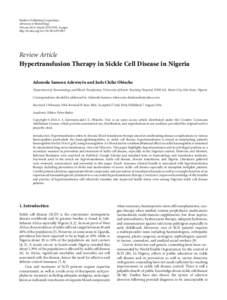 Hypertransfusion Therapy in Sickle Cell Disease in Nigeria