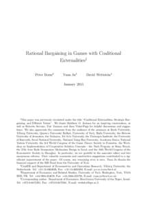 Rational Bargaining in Games with Coalitional Externalities1 Peter Borm2 Yuan Ju3