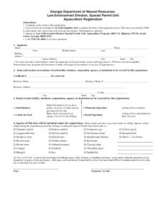 Georgia Department of Natural Resources Law Enforcement Division, Special Permit Unit Aquaculture Registration Instructions: 1. Complete each section of the application. 2. If you wish to be included on the Fish Supplier