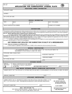 MVDREVSTATE OF NEW MEXICO - MOTOR VEHICLE DIVISION  APPLICATION FOR HANDICAPPED LICENSE PLATE