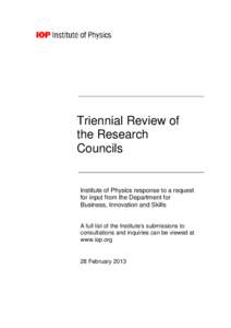 Microsoft Word - IOP Triennial Review of the Research Councils.doc