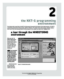 2  the NXT-G programming environment This chapter takes a close look at the NXT-G programming environment and presents a few simple programs. The NXT-G programming environment is fairly complex, with lots of features. Th