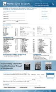 MEMBERSHIP RENEWAL  Save time by renewing your membership online  apsa american political science association