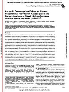 The Journal of Nutrition. First published ahead of print June 4, 2014 as doi: jnThe Journal of Nutrition Nutrient Physiology Metabolism and Nutrient-Nutrient Interactions Avocado Consumption Enhances