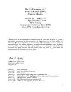 AU Board of Visitors Meeting Minutes April 2012