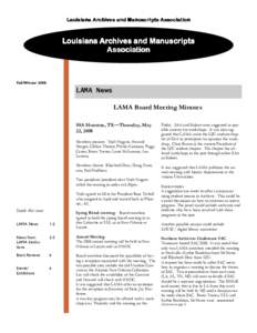 Louisiana Archives and Manuscripts Association  Louisiana Archives and Manuscripts Association  Fall/Winter 2008