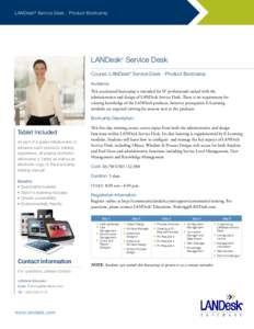 LANDesk® Service Desk - Product Bootcamp  LANDesk Service Desk ®  Course: LANDesk® Service Desk - Product Bootcamp