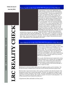 Volume 10, Issue 5  LRC REALITY CHECK DHHS- LINCOLN REGIONAL CENTER