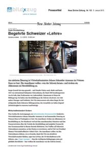 Presseartikel  Lehrbetrieb des Vereins Zuger Berufsbildungs-Verbund Neue Zürcher Zeitung , Nr[removed]Januar 2015