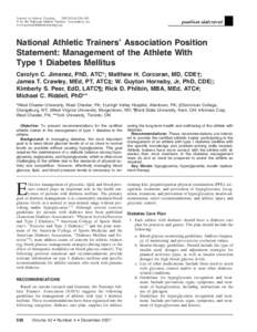 Journal of Athletic Training 2007;42(4):536–545  by the National Athletic Trainers’ Association, Inc www.journalofathletictraining.org  National Athletic Trainers’ Association Position