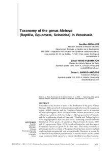 Taxonomy of the genus Mabuya (Reptilia, Squamata, Scincidae) in Venezuela Aurélien MIRALLES