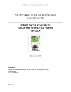 IBFAN – International Baby Food Action Network  THE CONVENTION ON THE RIGHTS OF THE CHILD Session - 65 JanuaryREPORT ON THE SITUATION OF