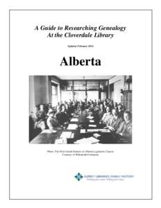 Guide to Researching Genealogy at the Cloverdale Library: Alberta