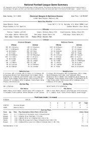 National Football League Game Summary NFL Copyright © 2009 by The National Football League. All rights reserved. This summary and play-by-play is for the express purpose of assisting media in their coverage of the game; any other use of this material is prohibited without the written permission of the National Football League.
